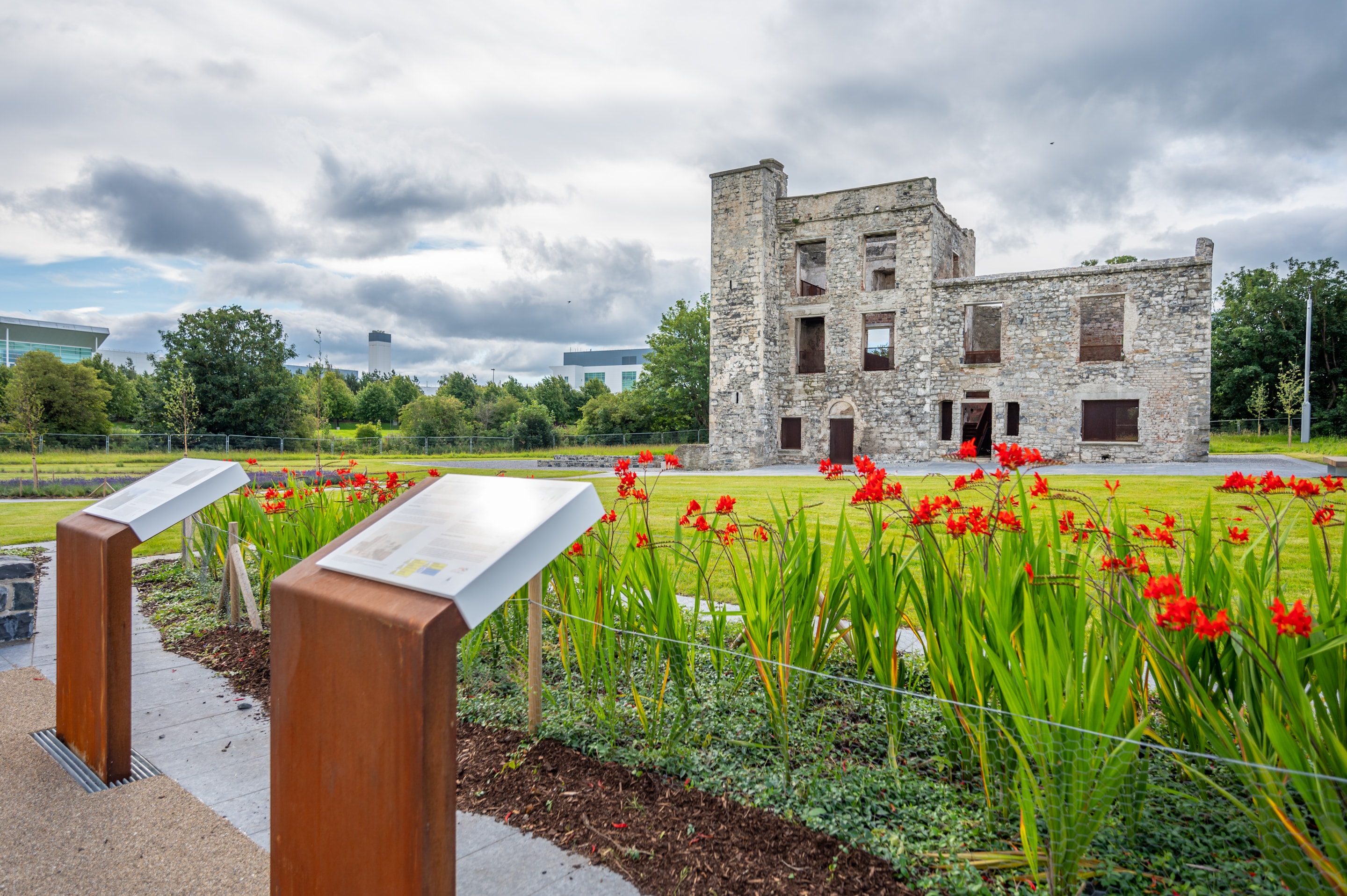 Grange Castle, Dublin — Corten steel interpretation panels